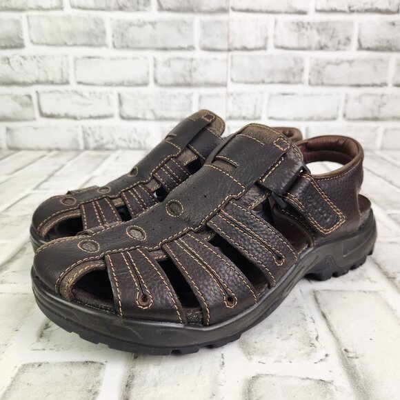 ECCO CAS Fisherman Sandal Men\'s US 7-7.5 UK 41 Dark Brown Leather Close Toe Shoe main image 10